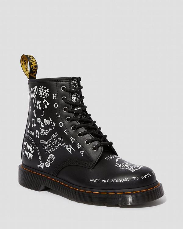 Dr Martens Dámské Kotníkové Boty 1460 Scribble Černé Bílé, CZ-130964